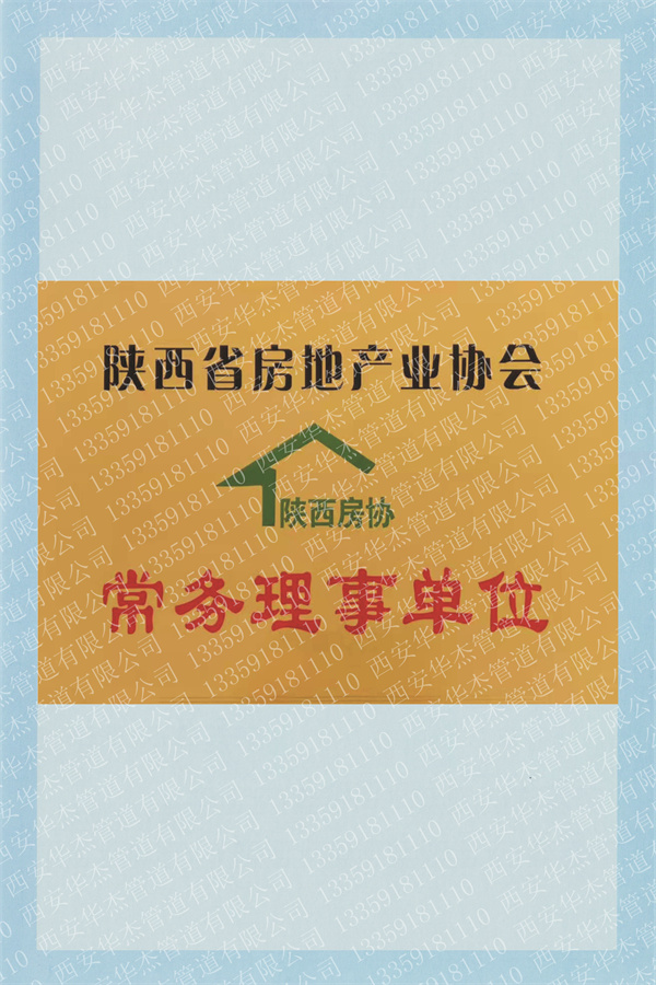 陕西省房地产业协会常务理事单位证书